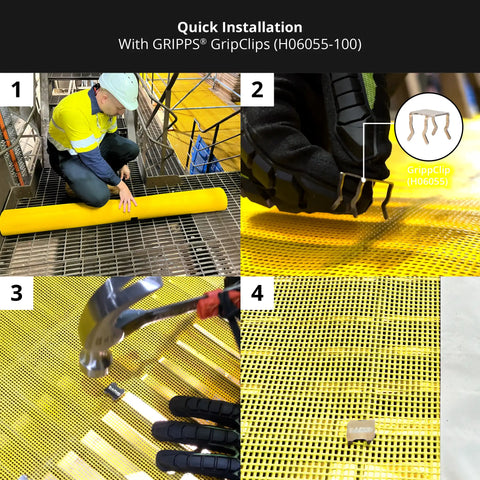 GrippGrid Yellow FR Grid Mesh Matting 27 m x 1.5 m / 90 ft x 5 ft